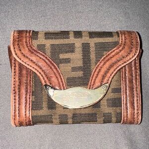 Fendi Brown and Tan Logo Wallet